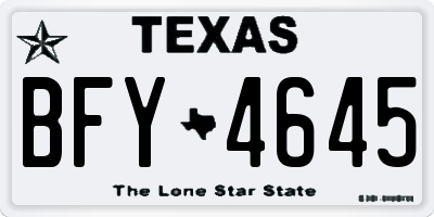 TX license plate BFY4645