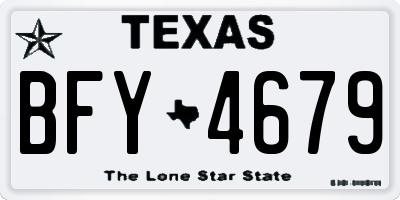 TX license plate BFY4679