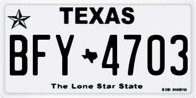 TX license plate BFY4703