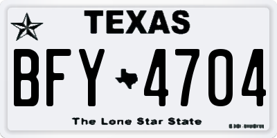 TX license plate BFY4704