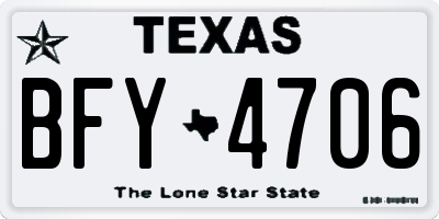 TX license plate BFY4706