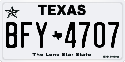 TX license plate BFY4707