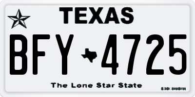 TX license plate BFY4725