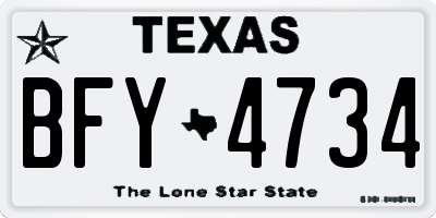 TX license plate BFY4734