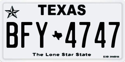 TX license plate BFY4747