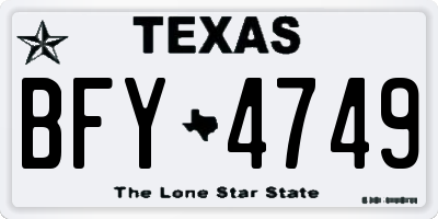 TX license plate BFY4749