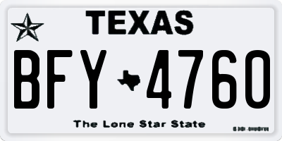 TX license plate BFY4760