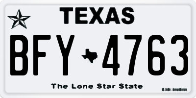 TX license plate BFY4763