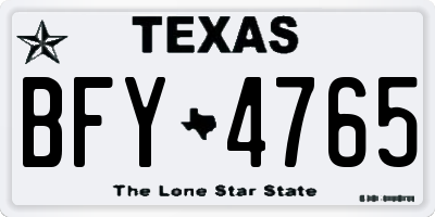 TX license plate BFY4765
