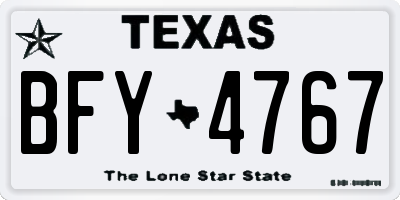 TX license plate BFY4767