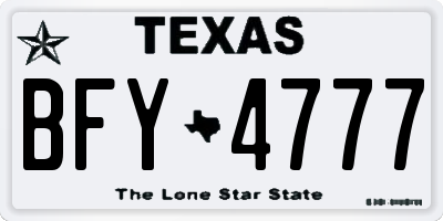 TX license plate BFY4777