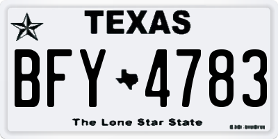 TX license plate BFY4783