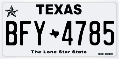 TX license plate BFY4785