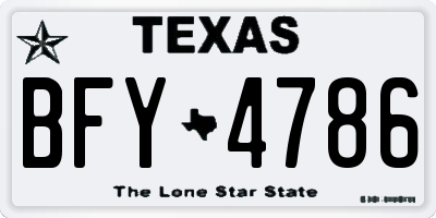 TX license plate BFY4786