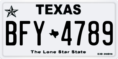 TX license plate BFY4789