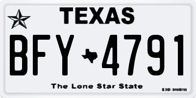 TX license plate BFY4791
