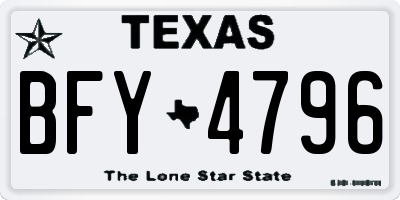 TX license plate BFY4796