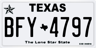 TX license plate BFY4797