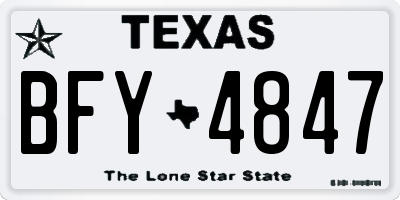 TX license plate BFY4847