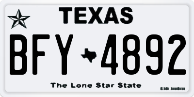 TX license plate BFY4892
