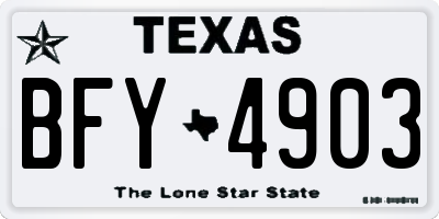 TX license plate BFY4903