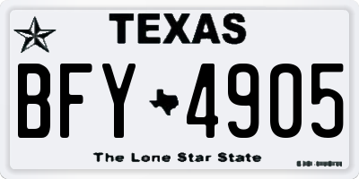 TX license plate BFY4905