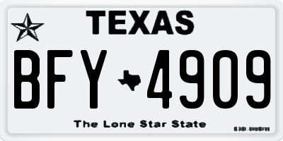 TX license plate BFY4909
