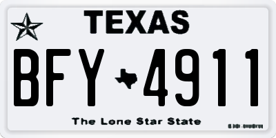 TX license plate BFY4911
