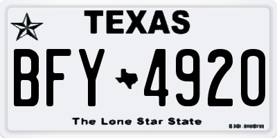 TX license plate BFY4920