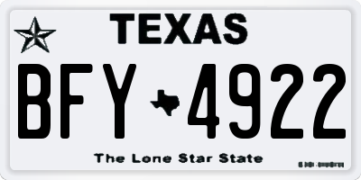 TX license plate BFY4922