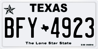 TX license plate BFY4923