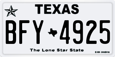 TX license plate BFY4925