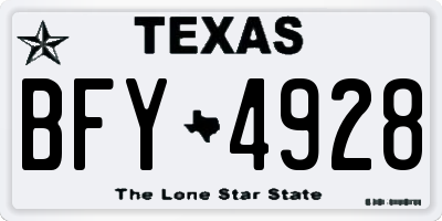 TX license plate BFY4928