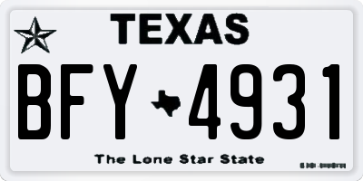 TX license plate BFY4931
