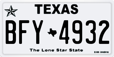TX license plate BFY4932