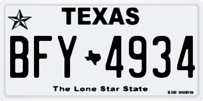 TX license plate BFY4934
