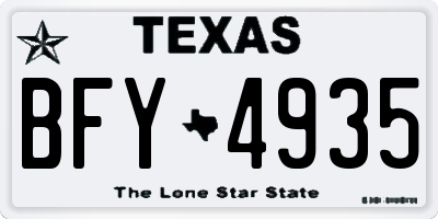 TX license plate BFY4935