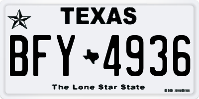 TX license plate BFY4936