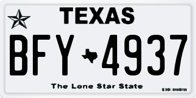 TX license plate BFY4937