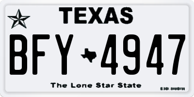 TX license plate BFY4947