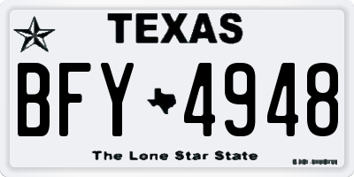 TX license plate BFY4948