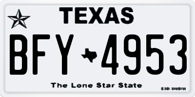 TX license plate BFY4953