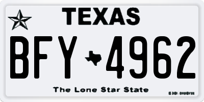 TX license plate BFY4962
