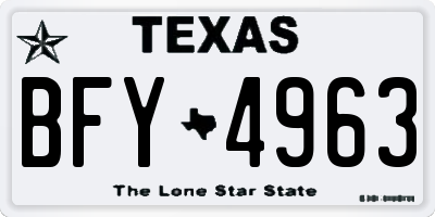 TX license plate BFY4963