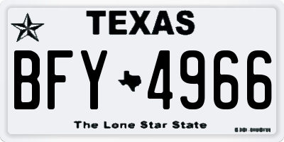 TX license plate BFY4966