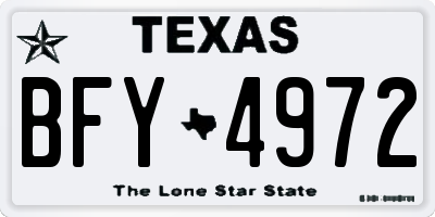 TX license plate BFY4972