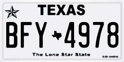 TX license plate BFY4978