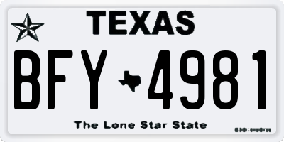 TX license plate BFY4981