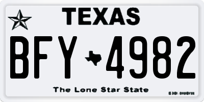 TX license plate BFY4982