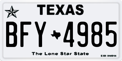 TX license plate BFY4985